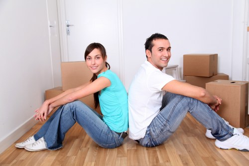 Packed boxes and furniture ready for local removals